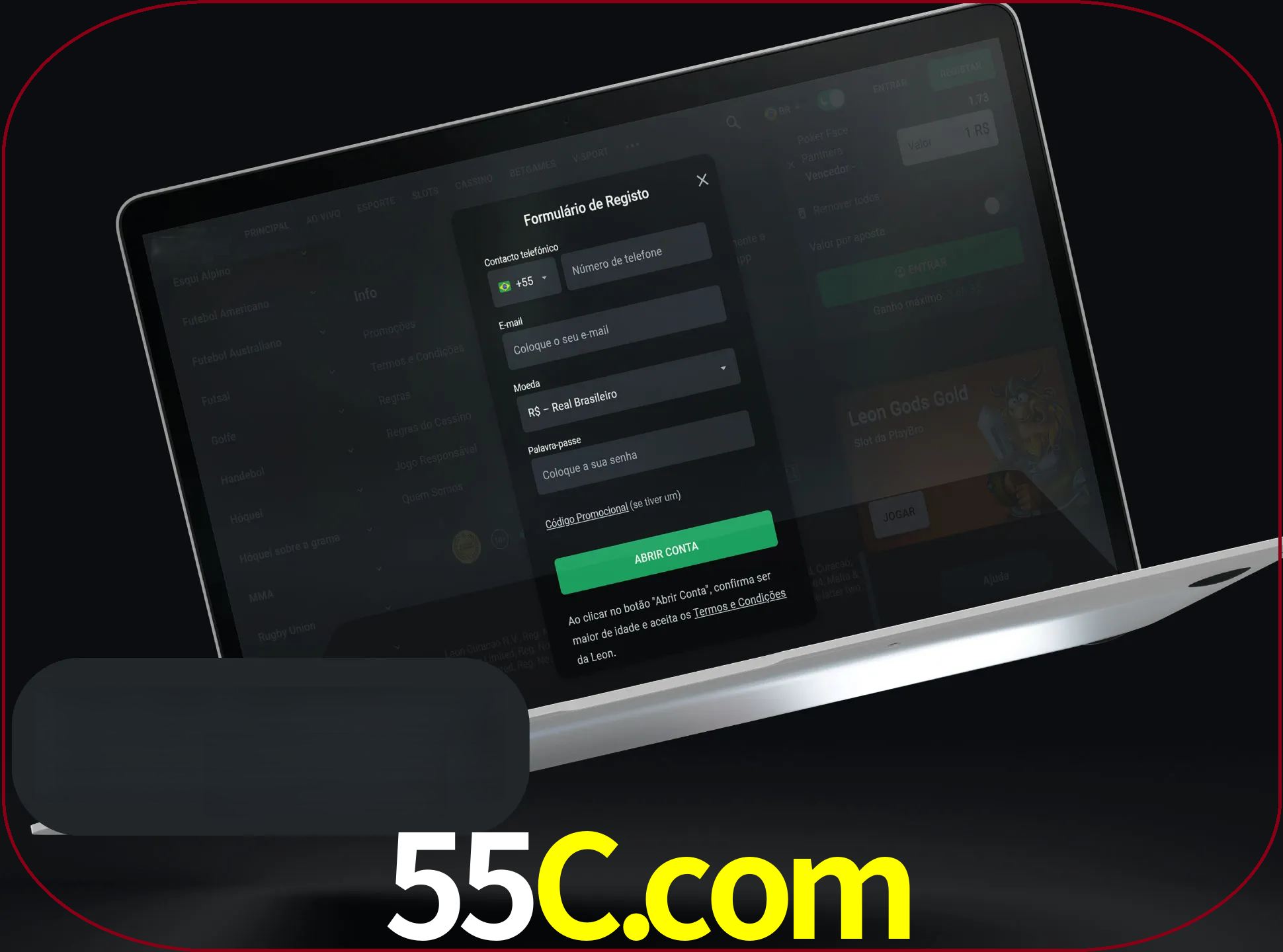 Abra o site da LeonBet e crie sua própria conta.