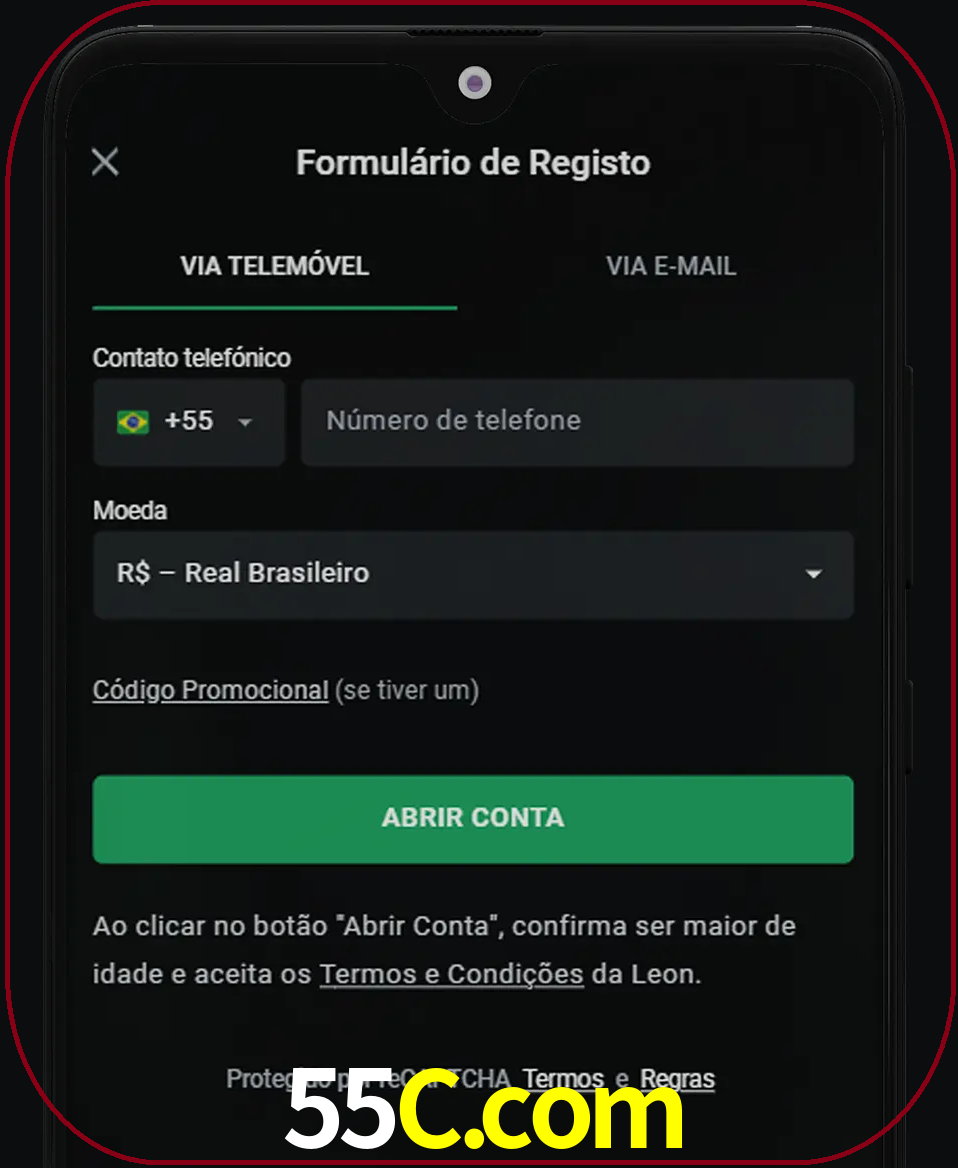 Abra o aplicativo e inicie o processo de registro.